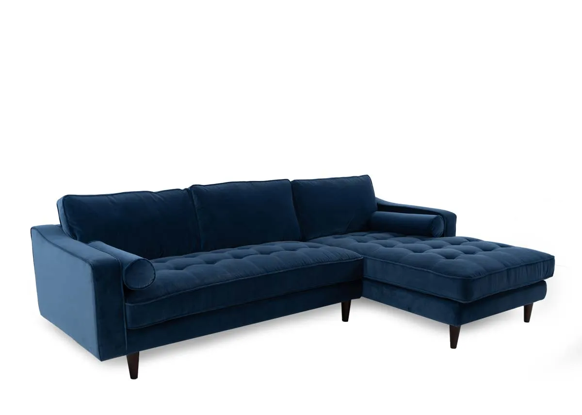 Blue Fabric RHF Corner Chaise - Genoa