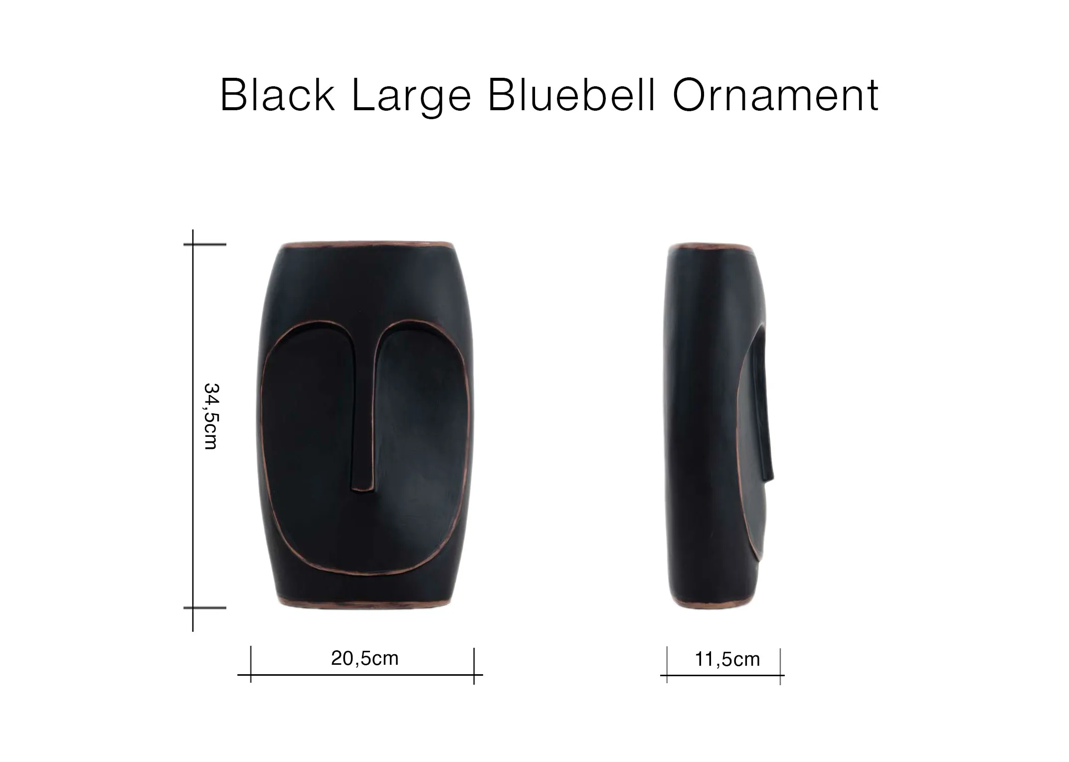 A dimension image of the Large Bluebell Ornament with 20.5cm x 11.5cm x 34.5cm