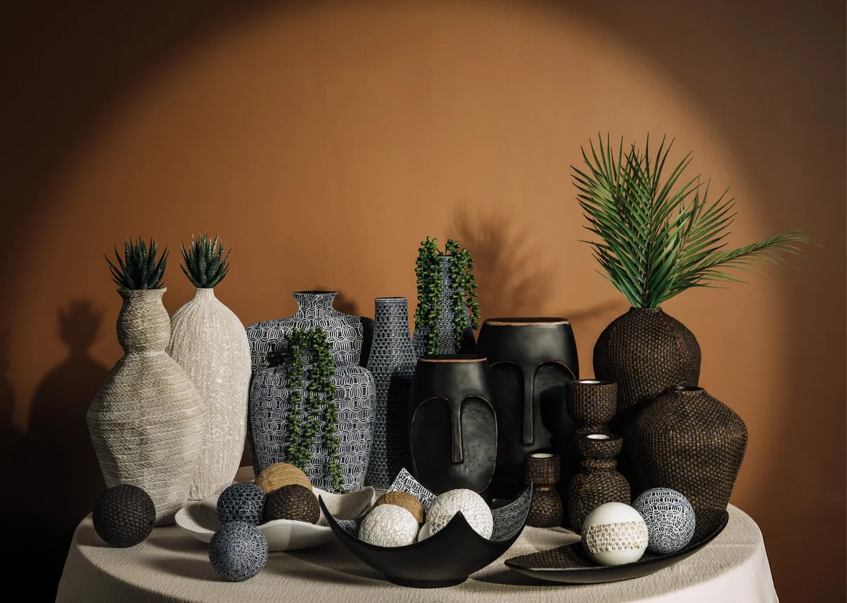 A lifestyle image of the Resin dark collection with Foxglove and Bluebell items