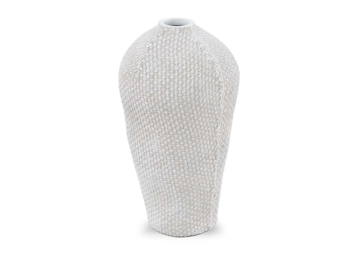 Medium White Textured Vase - Primrose