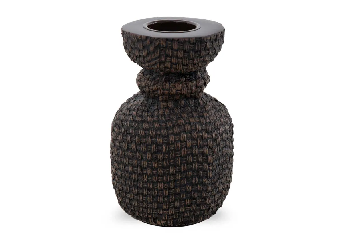 Medium Dark Brown Candle Holder - Peony