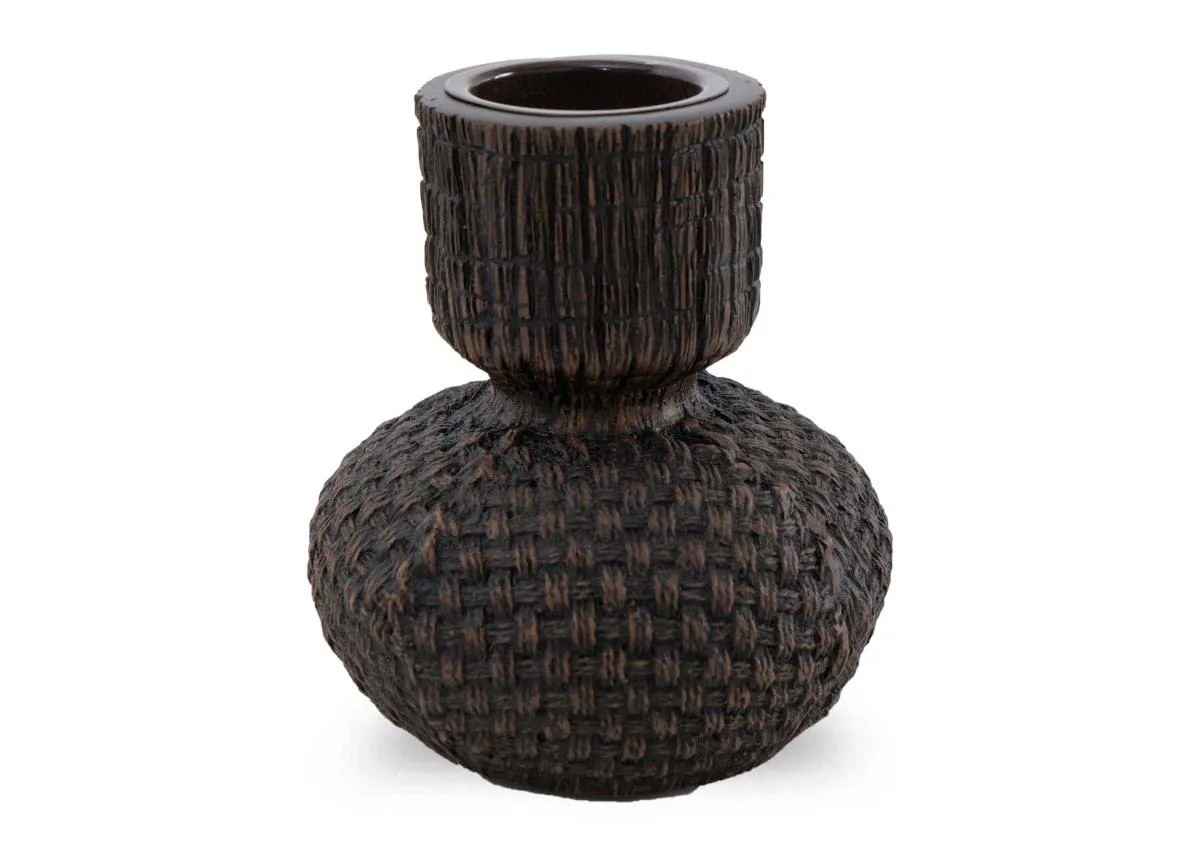 Small Dark Brown Candle Holder - Peony