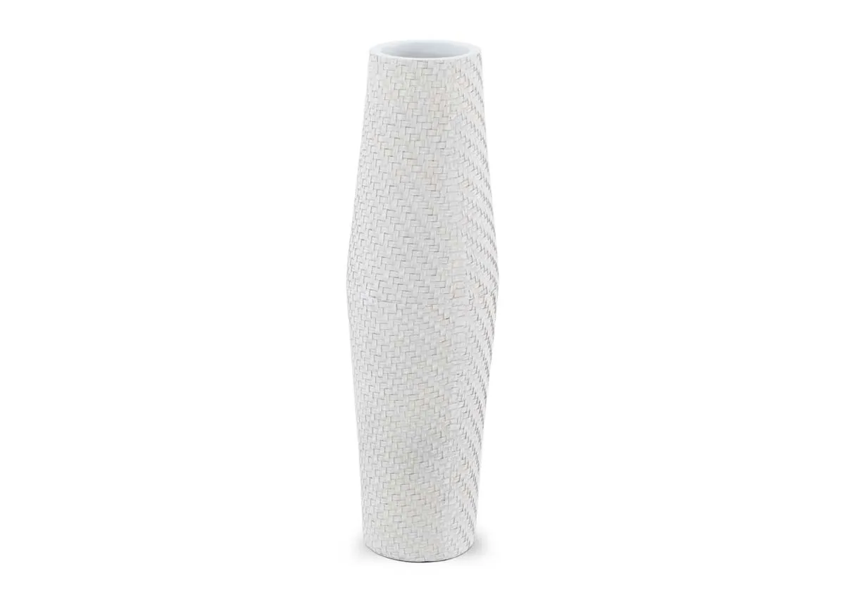 Large White Woven Vase - Jade