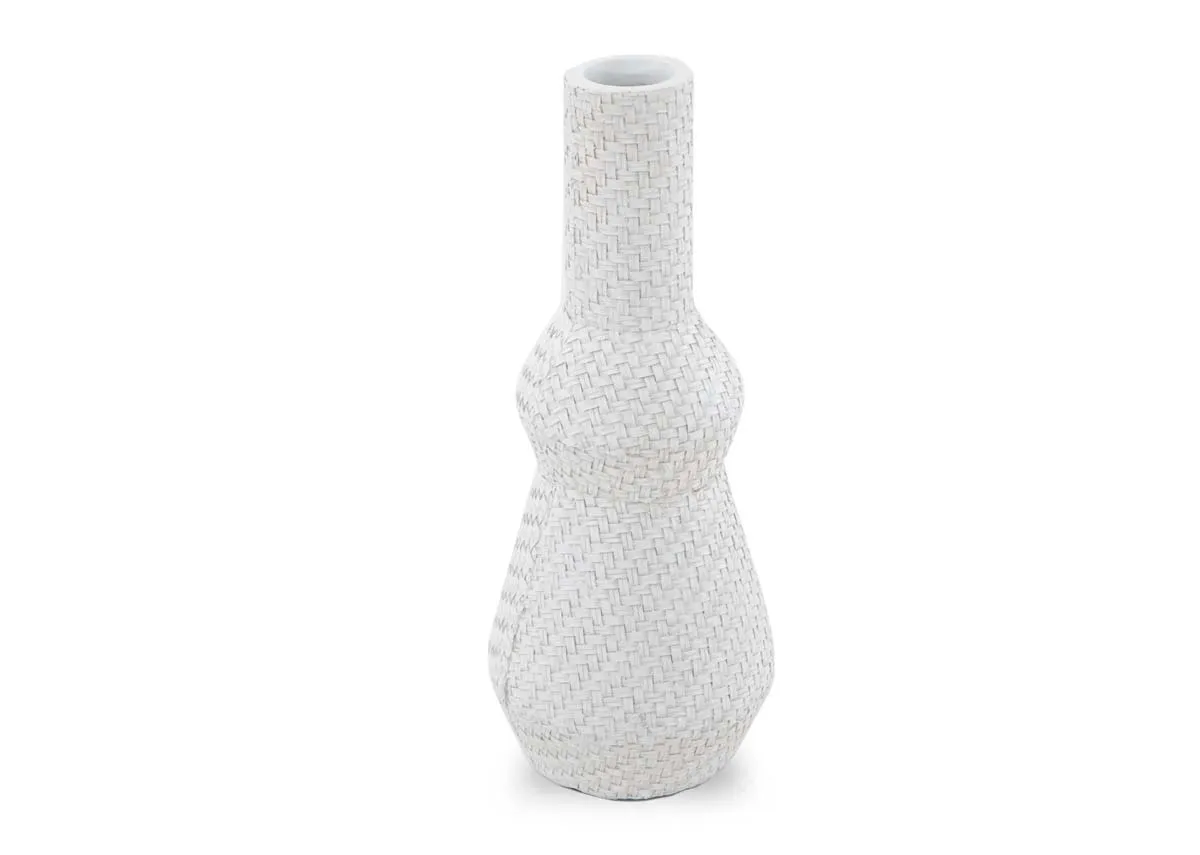 Medium White Woven Vase - Jade