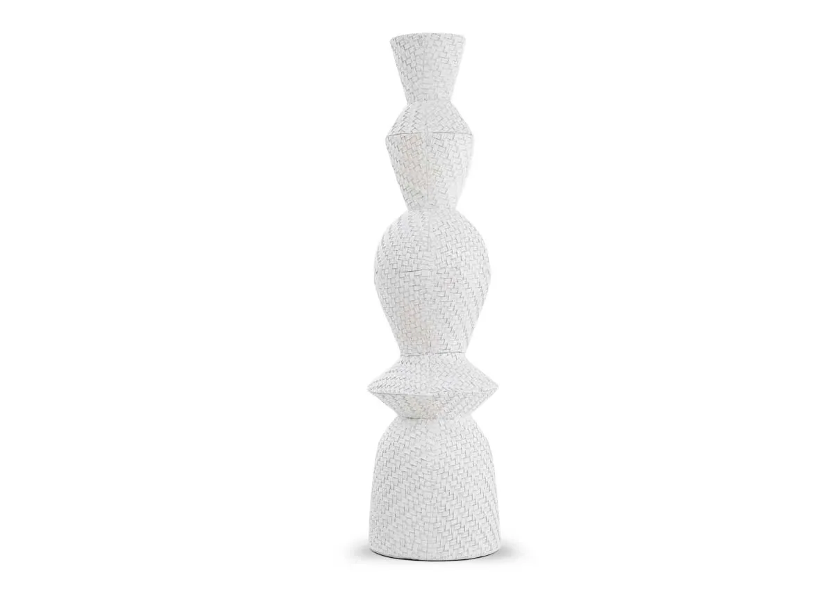 X-Large White Woven Vase - Jade