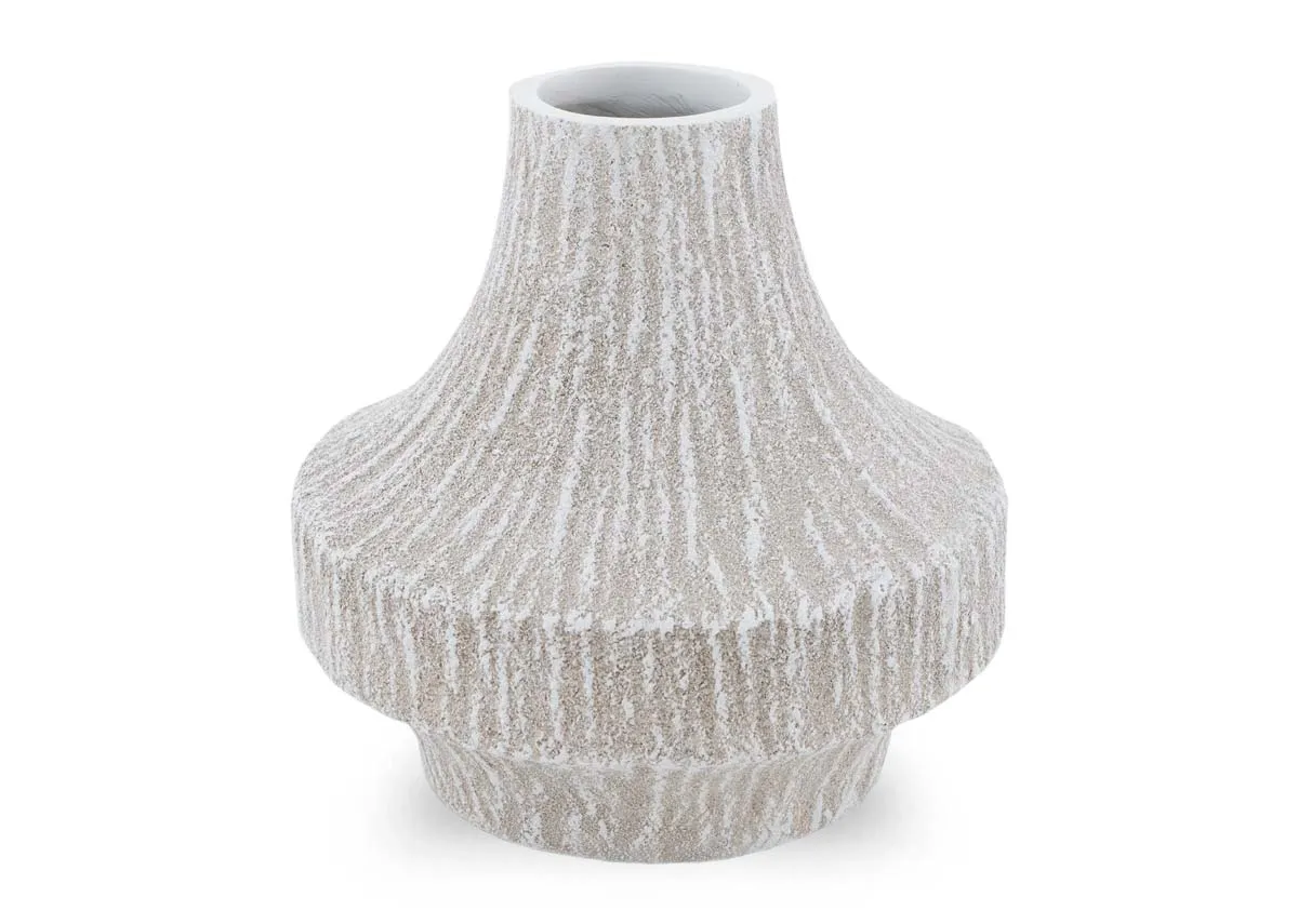 Large White Textured Vase - Cremon