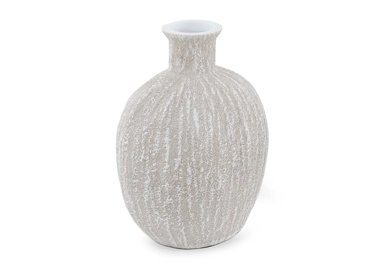 Small White Textured Vase - Cremon