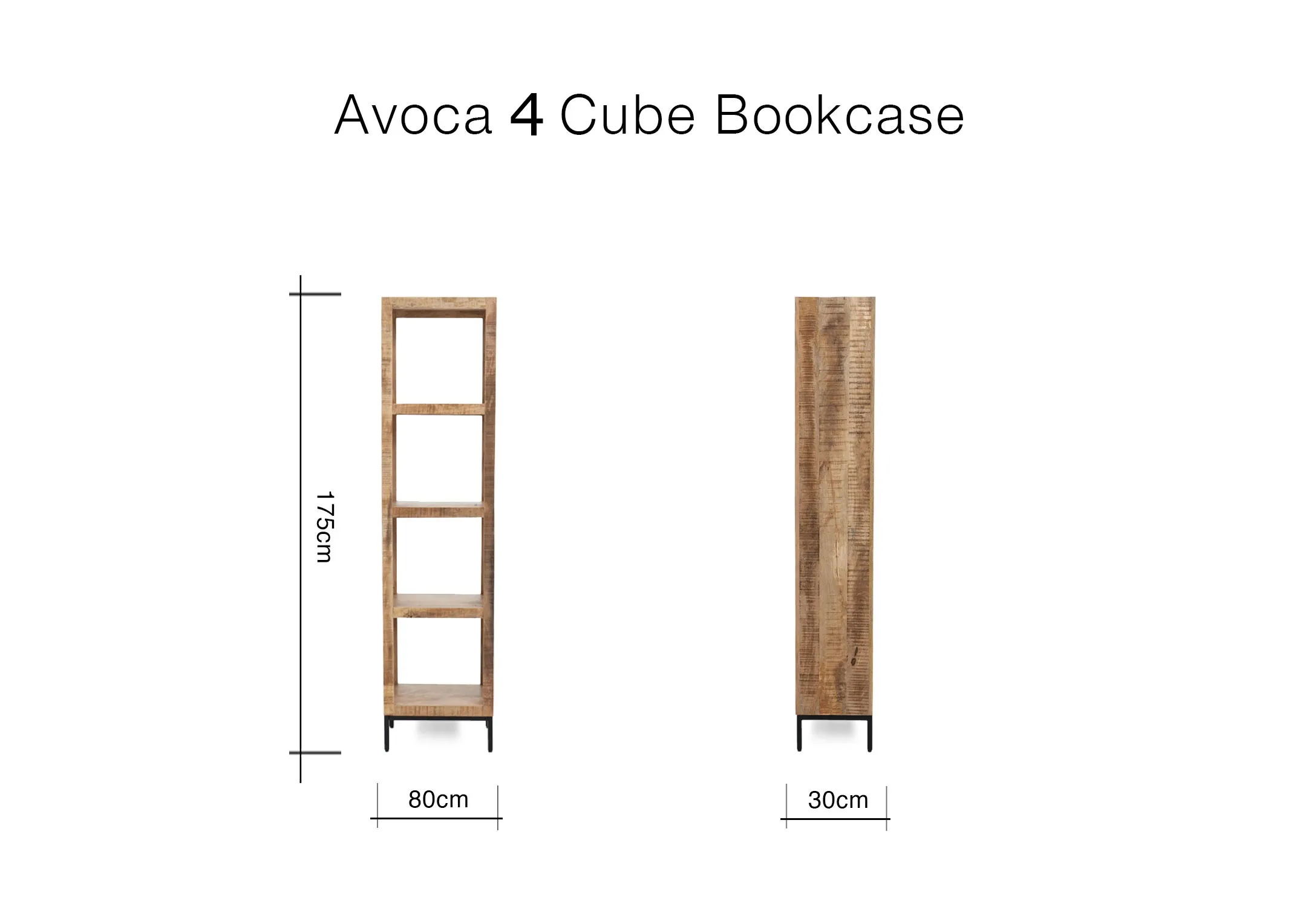 A dimension image of the Avoca Bookcase with 80cm x