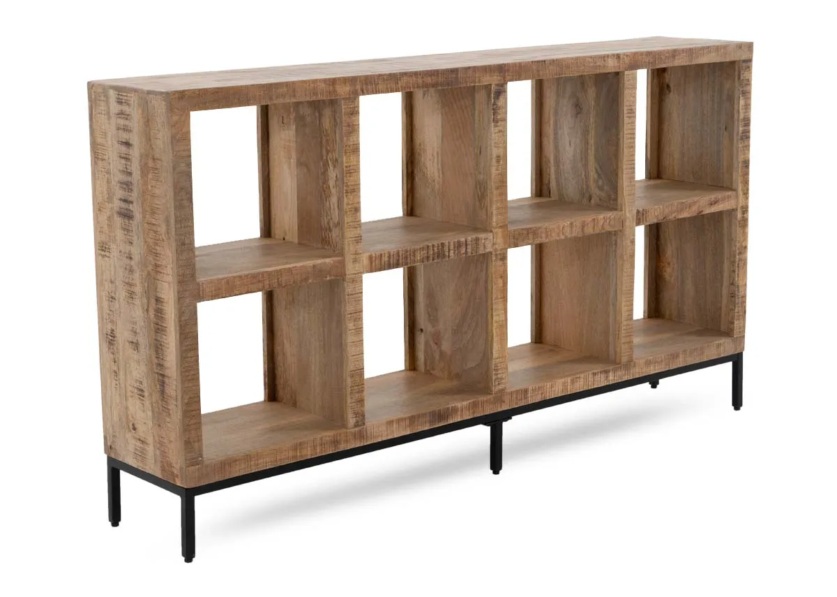 8 Cube Mango Wood Wide Bookcase - Avoca