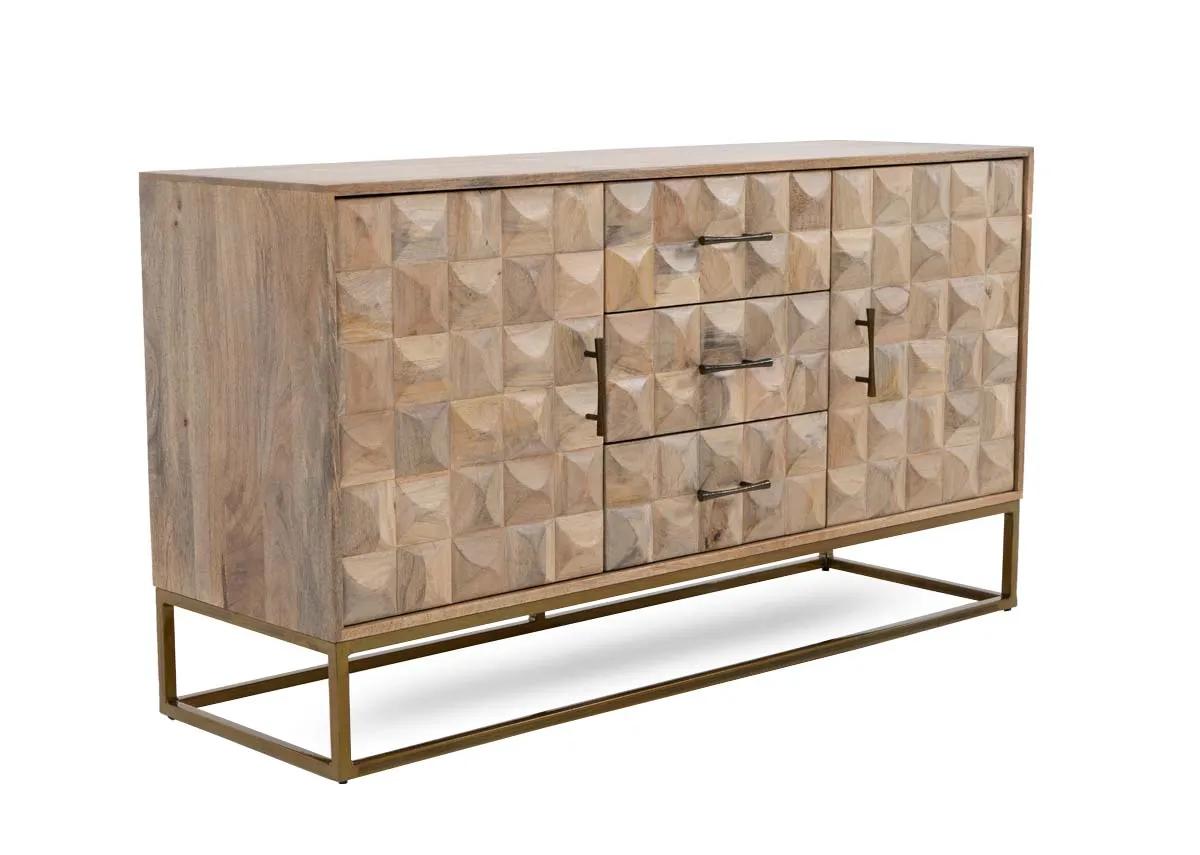 2 Door 3 Drawer Mango Wood Sideboard - Diva