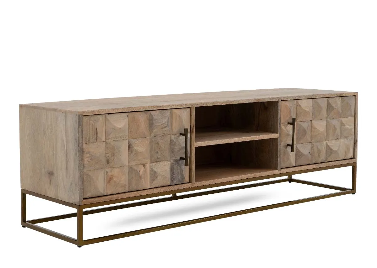 2 Door Mango Wood TV Unit - Diva