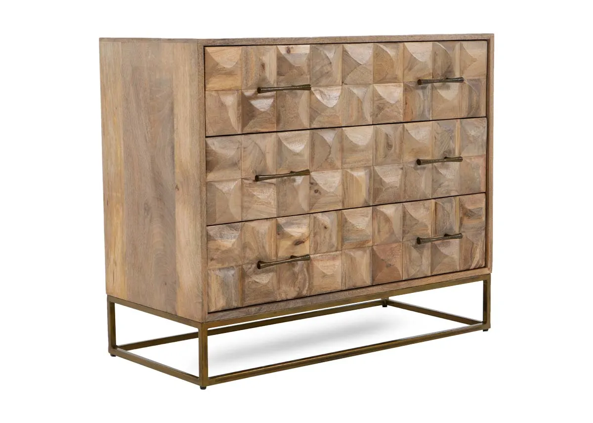 3 Drawer Mango Wood Chest - Diva