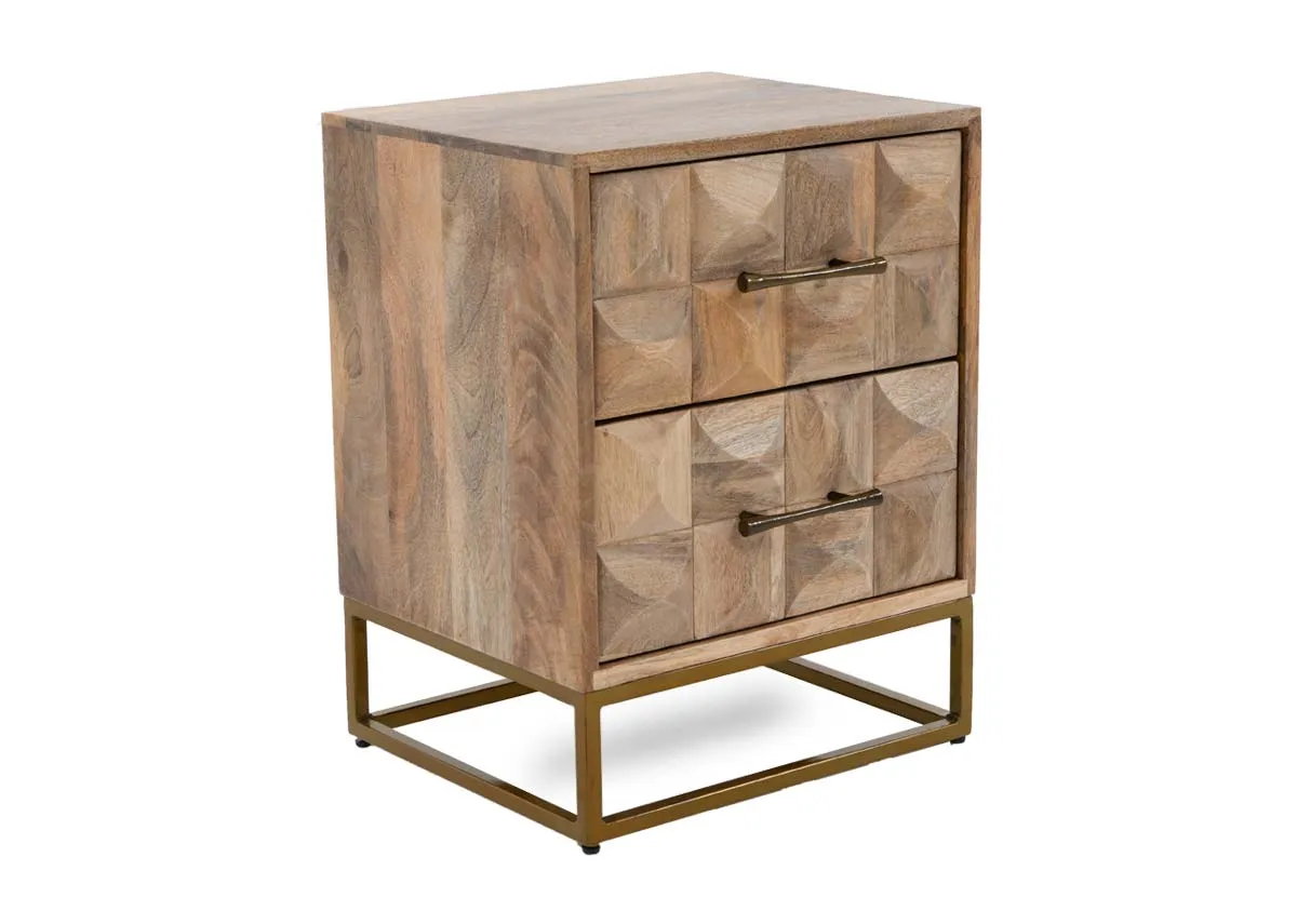 2 Drawer Mango Wood Locker - Diva