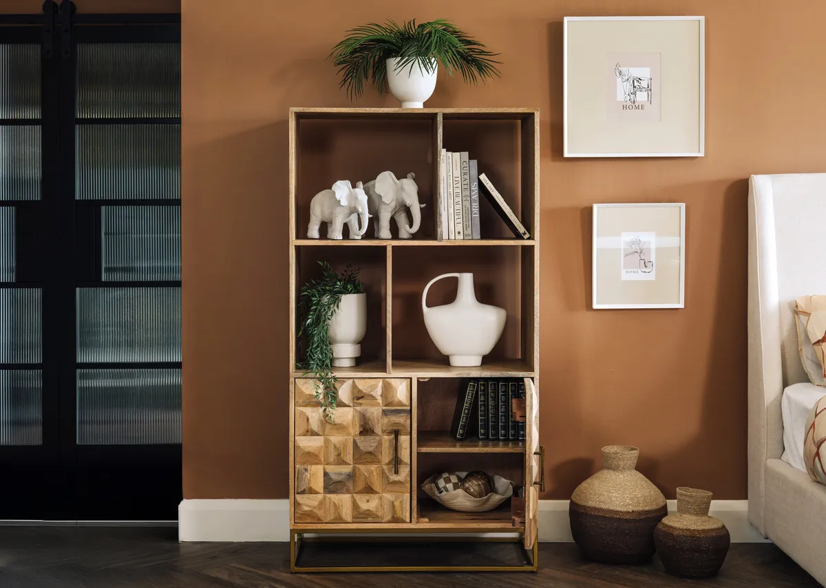 2 Door Mango Wood Bookcase - Diva