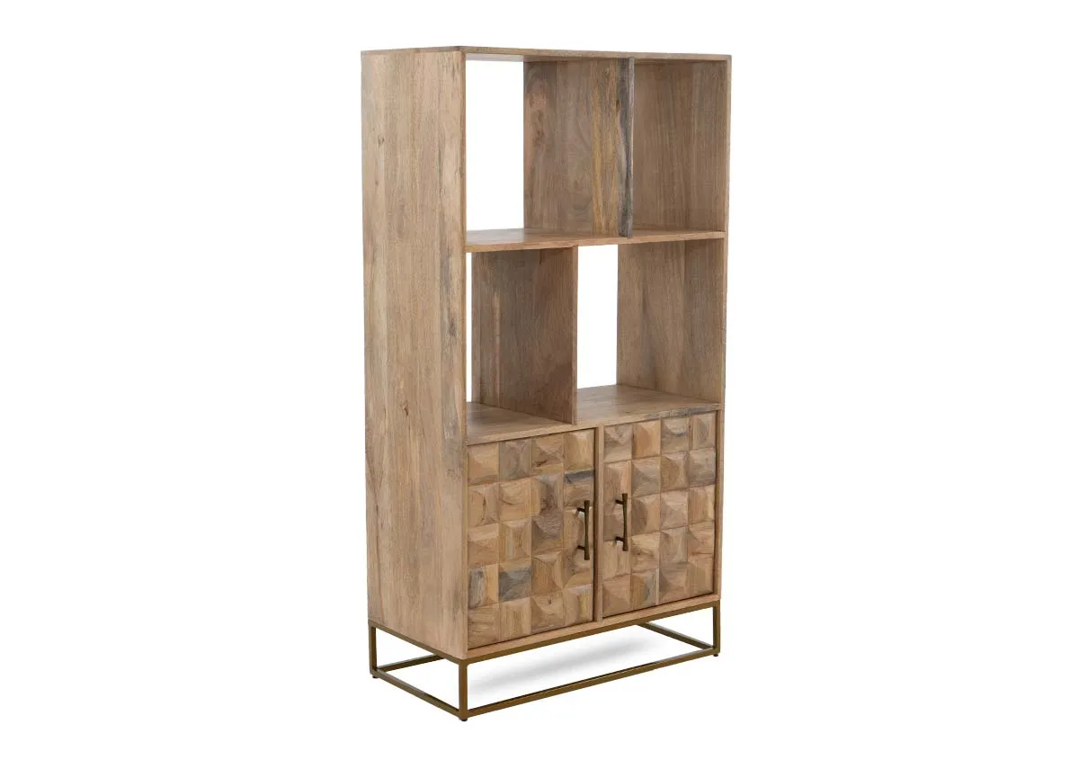 2 Door Mango Wood Bookcase - Diva