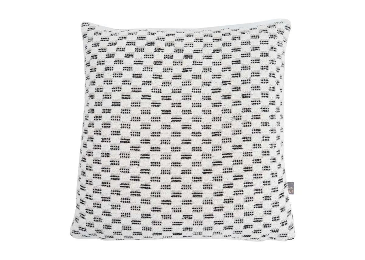 43cm Black & Cream Check Cushion - Elio