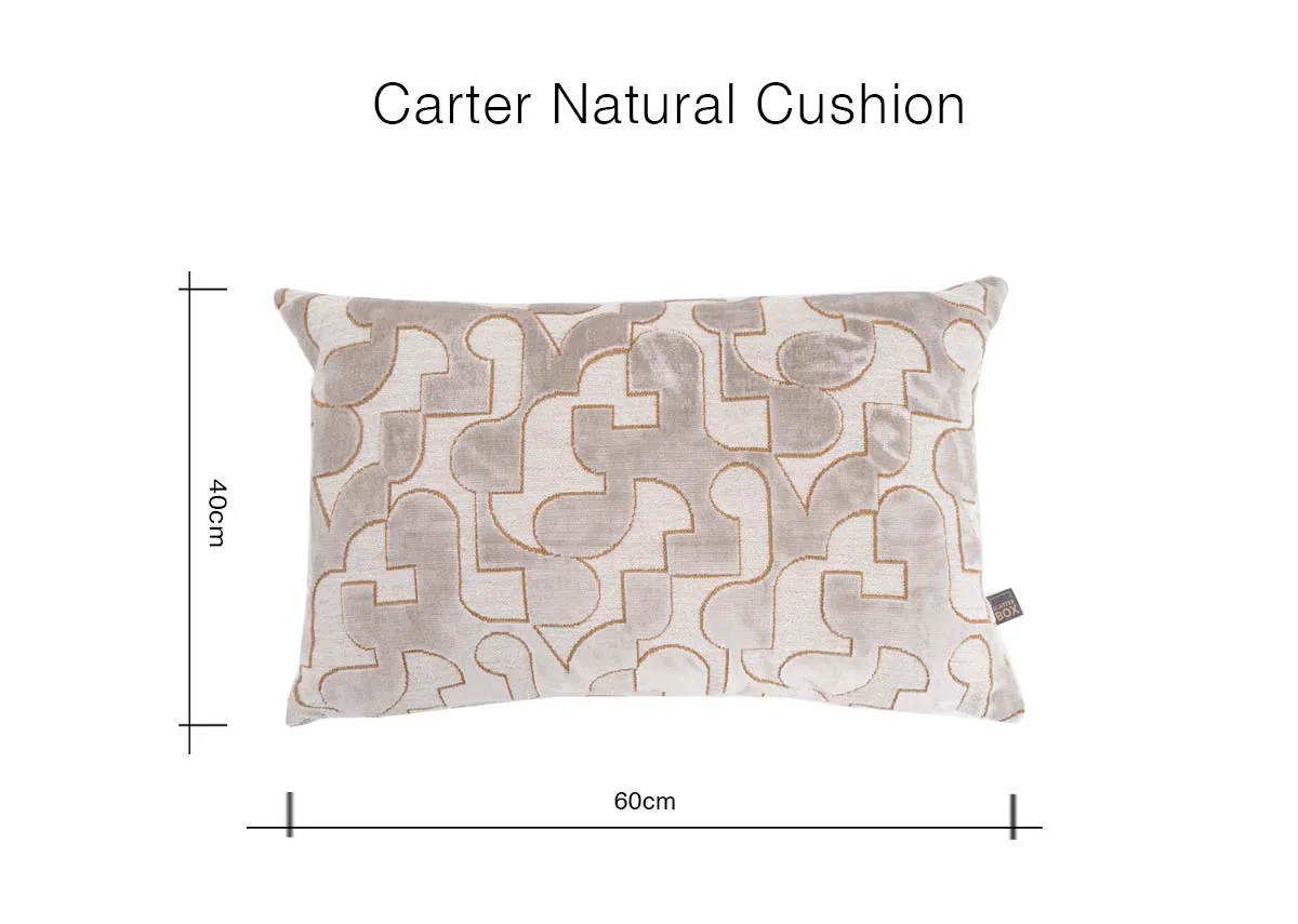 A dimension image of the Carter Natural Cushion with 40cm x 60cm