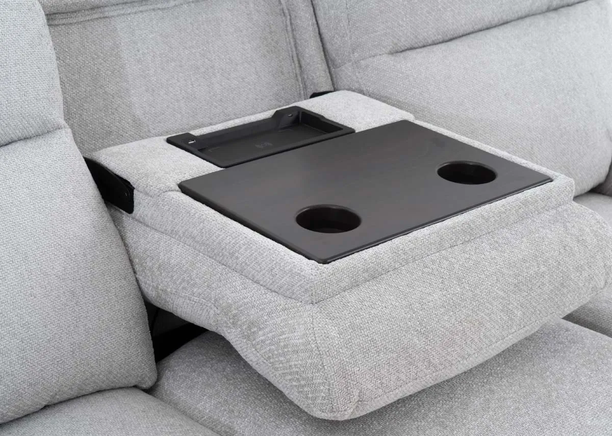 A 3 seater silver fabric recliner sofa from Ez livings Mallow range. Sofa fully reclined