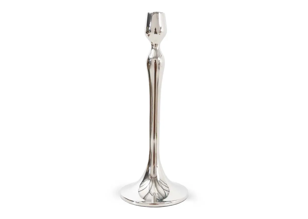 Holly Small Nickel Single Stick - Christmas Candle Holder