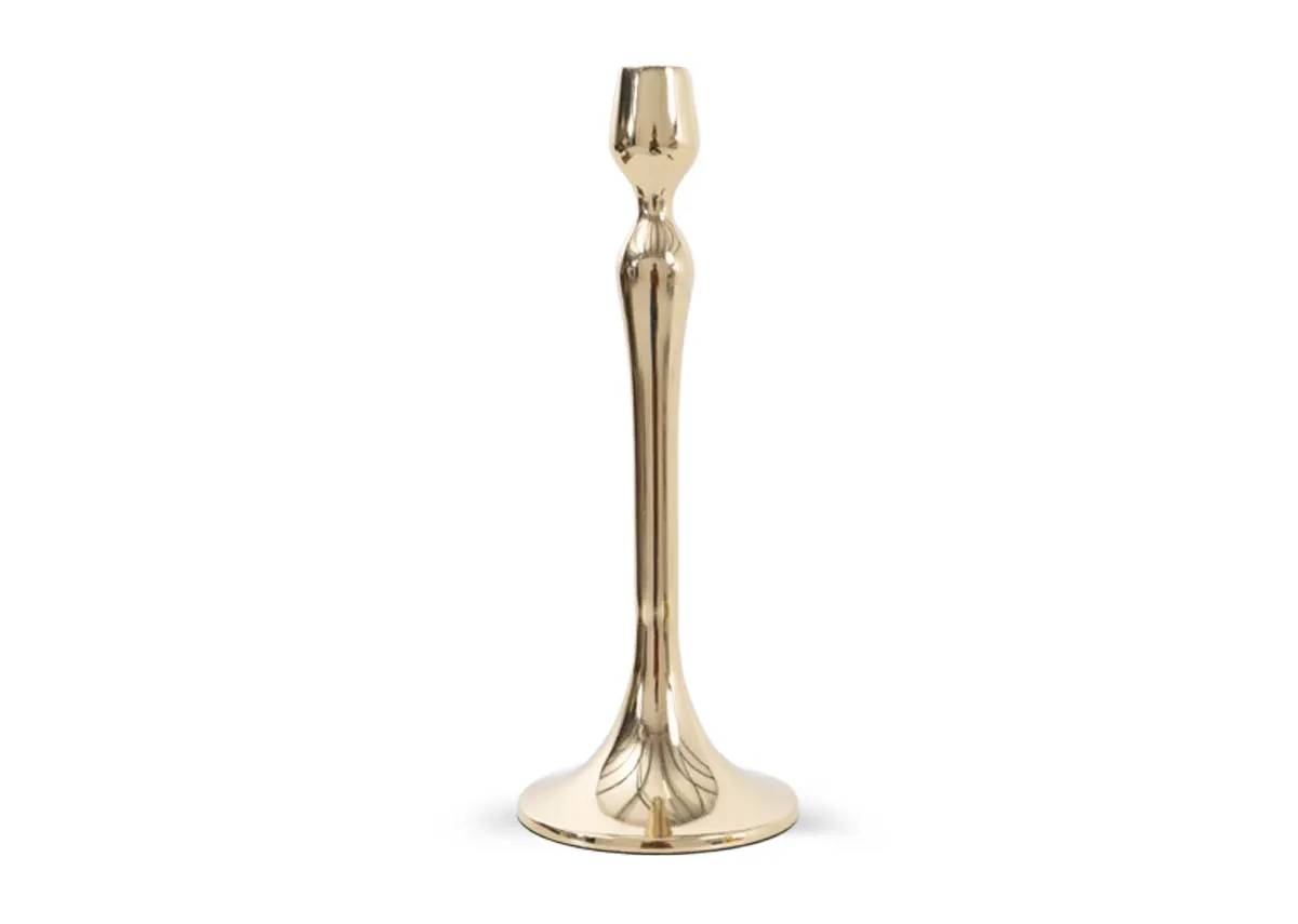 Holly Small Gold Single Stick - Christmas Candle Holder