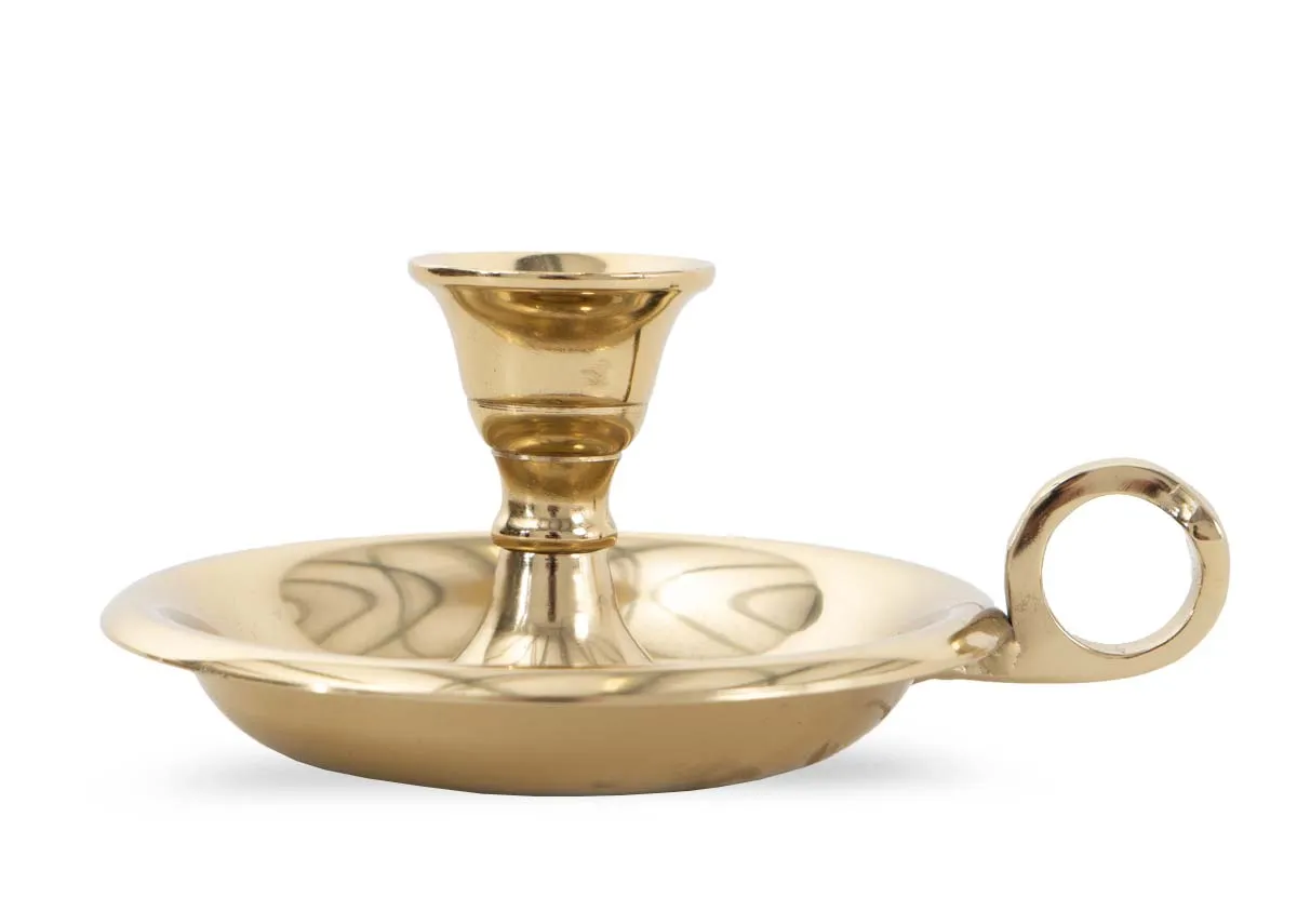 A dimension image of the Belle gold taper candle holder with 15cm x 7cm