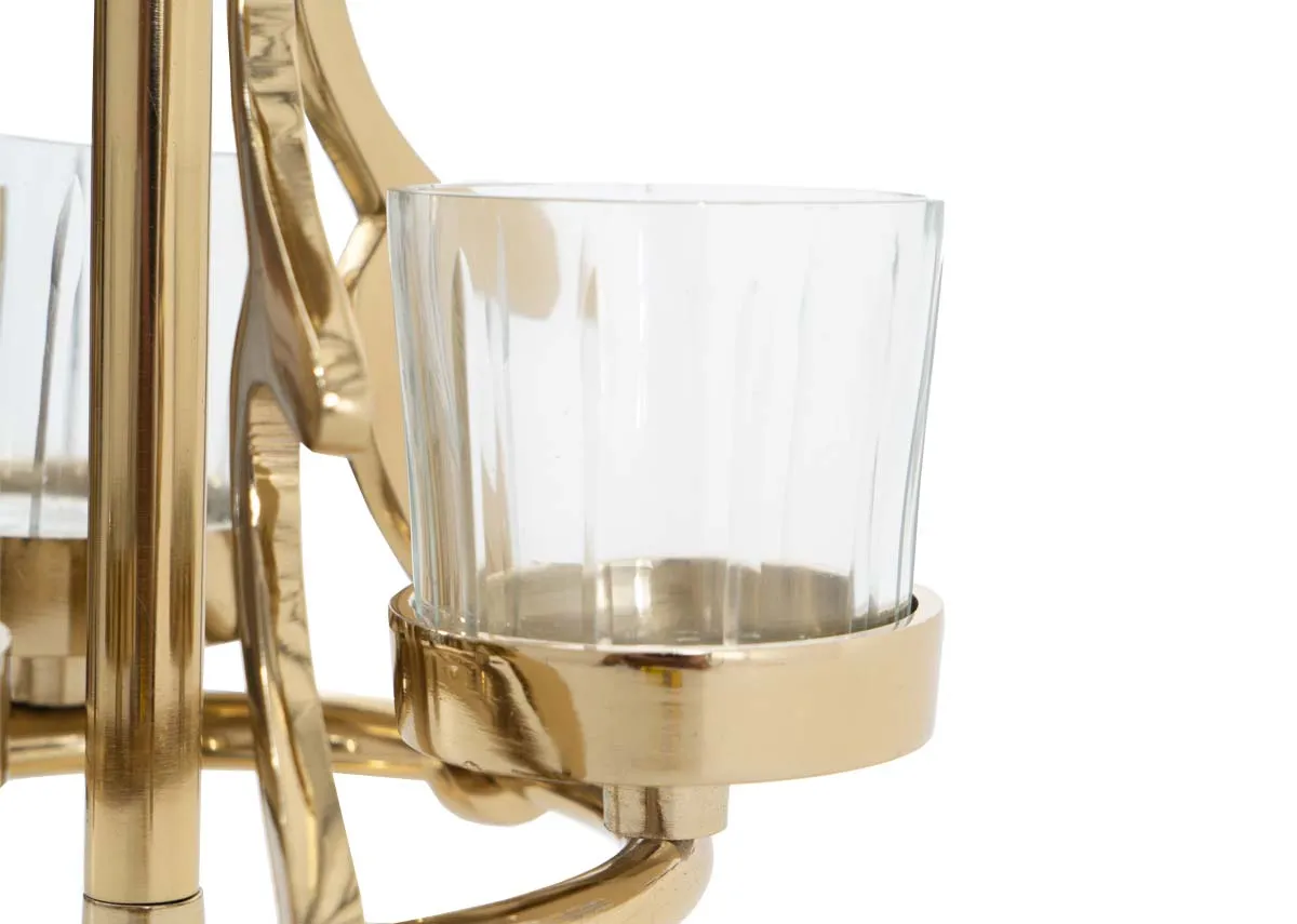 A dimension image of the Small Eve gold xmas tree candleholder with 15cm x 33cm