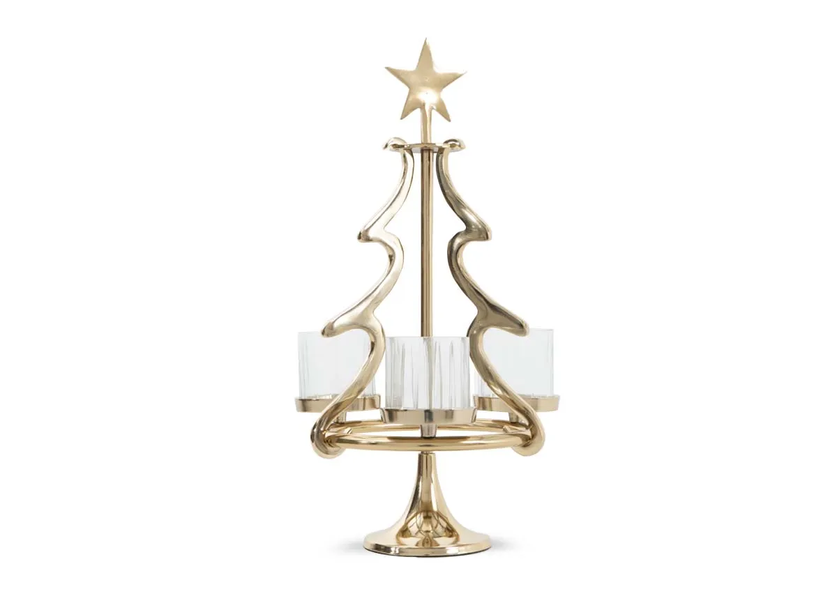 Large Eve Gold Xmas Tree - Christmas Candle Holder