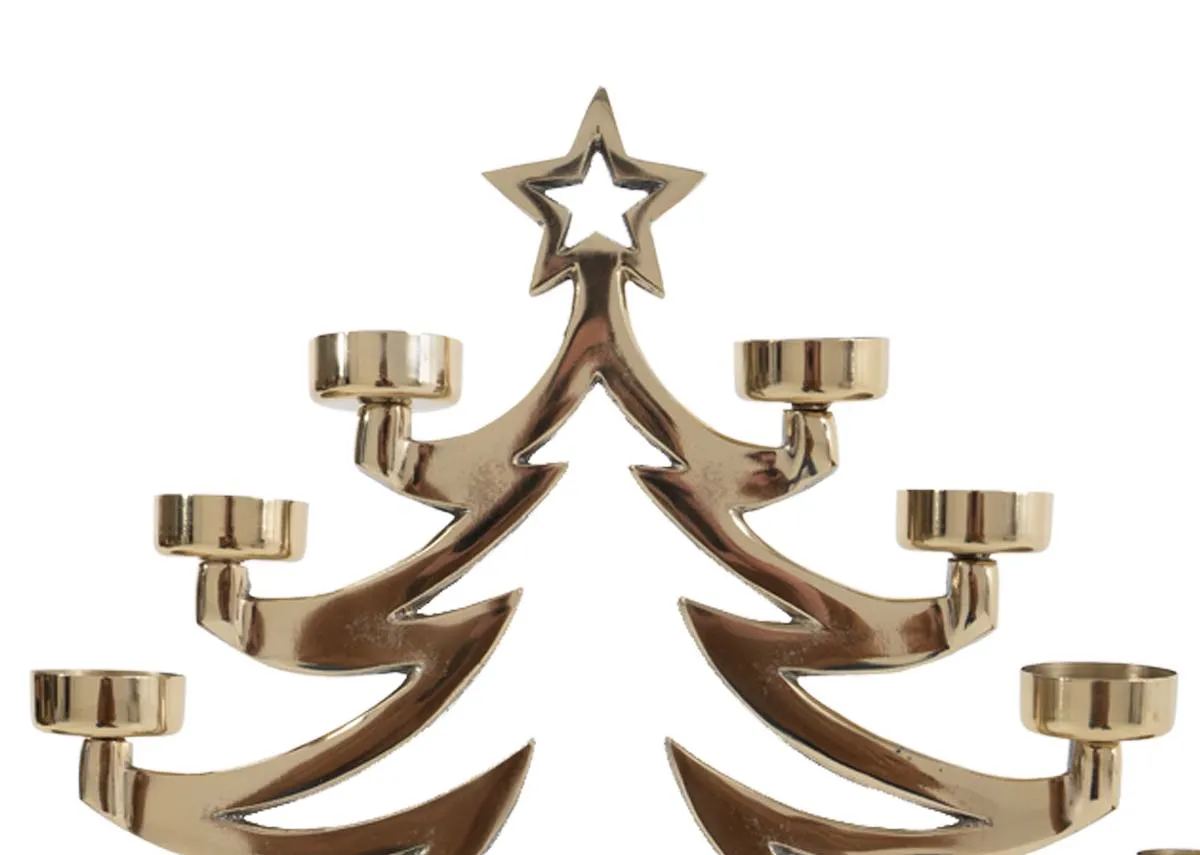 A dimension image of the Gold 8 light candle holder with 35cm x 39cm