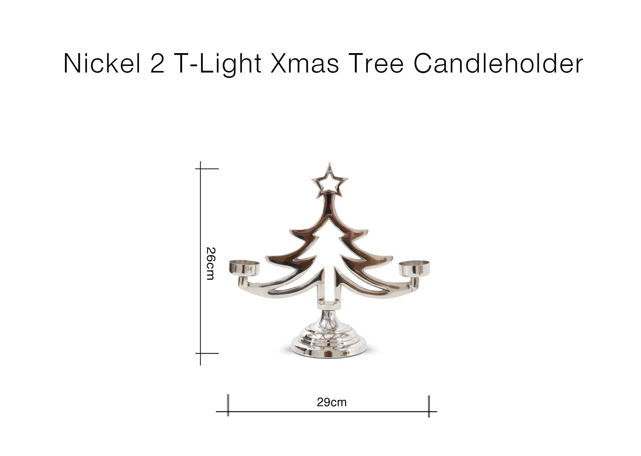 image of the Nickel 2 T light Candle holder with 29cm x 26cm