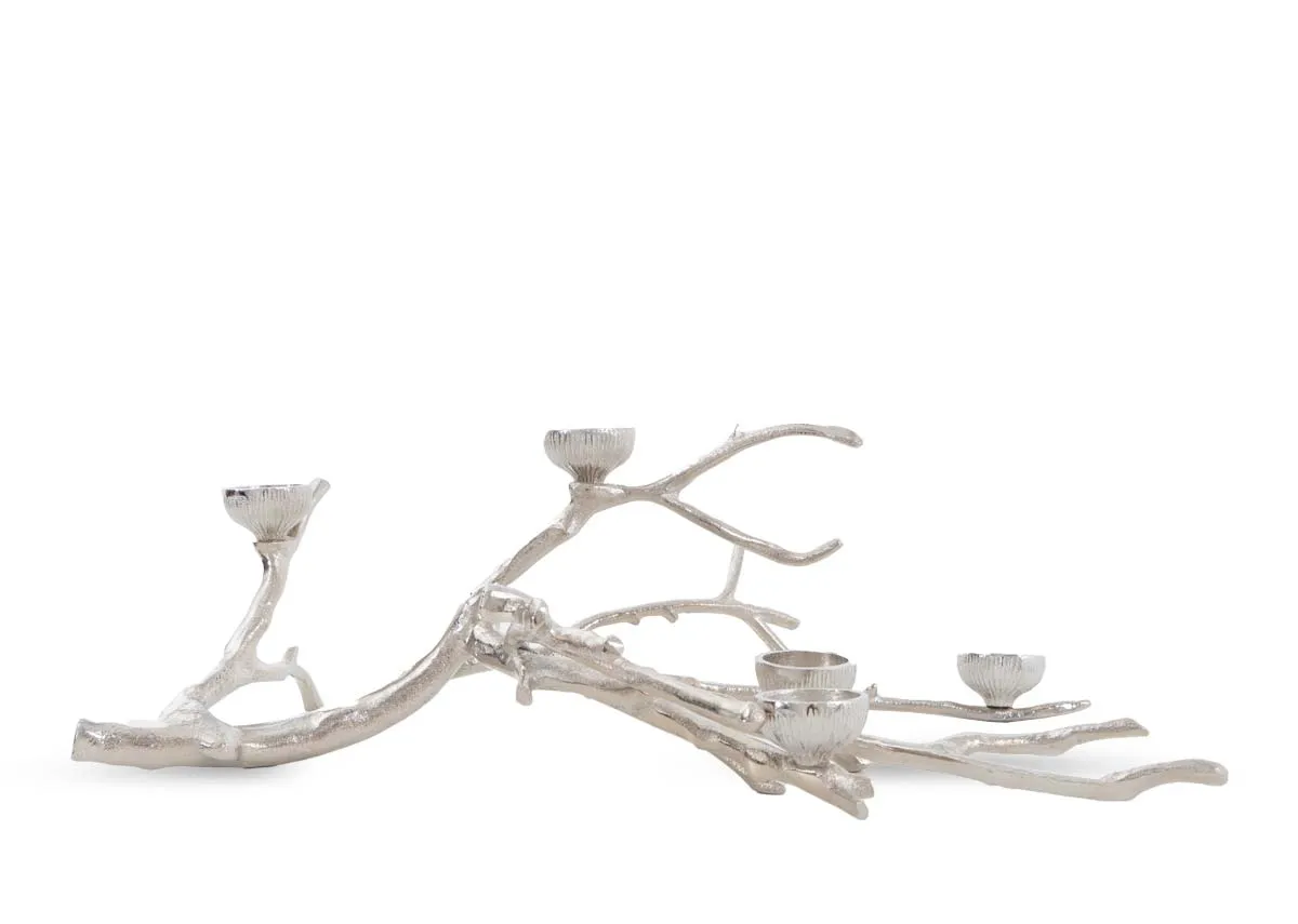 Nickel Branch with 5 T-Lights - Christmas Candle Holder
