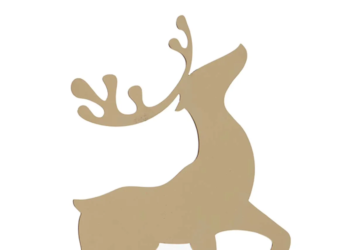 A dimension image of the Gold Reindeer Decor with 12cm x 16cm