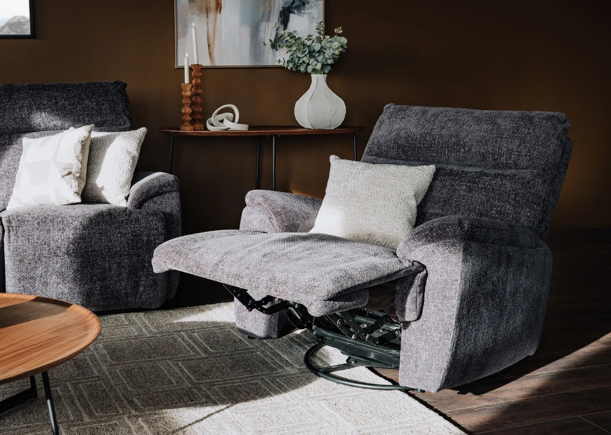 Charcoal Grey Fabric Rocker Recliner - Mallow