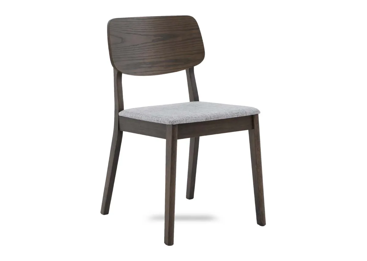 Brown Dining Chair with Grey Fabric Seat - Sonoma