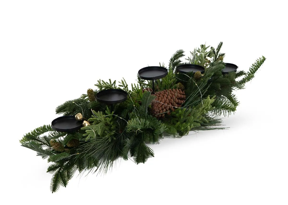 Large Bell & Pine with LED - Christmas Candle Holder