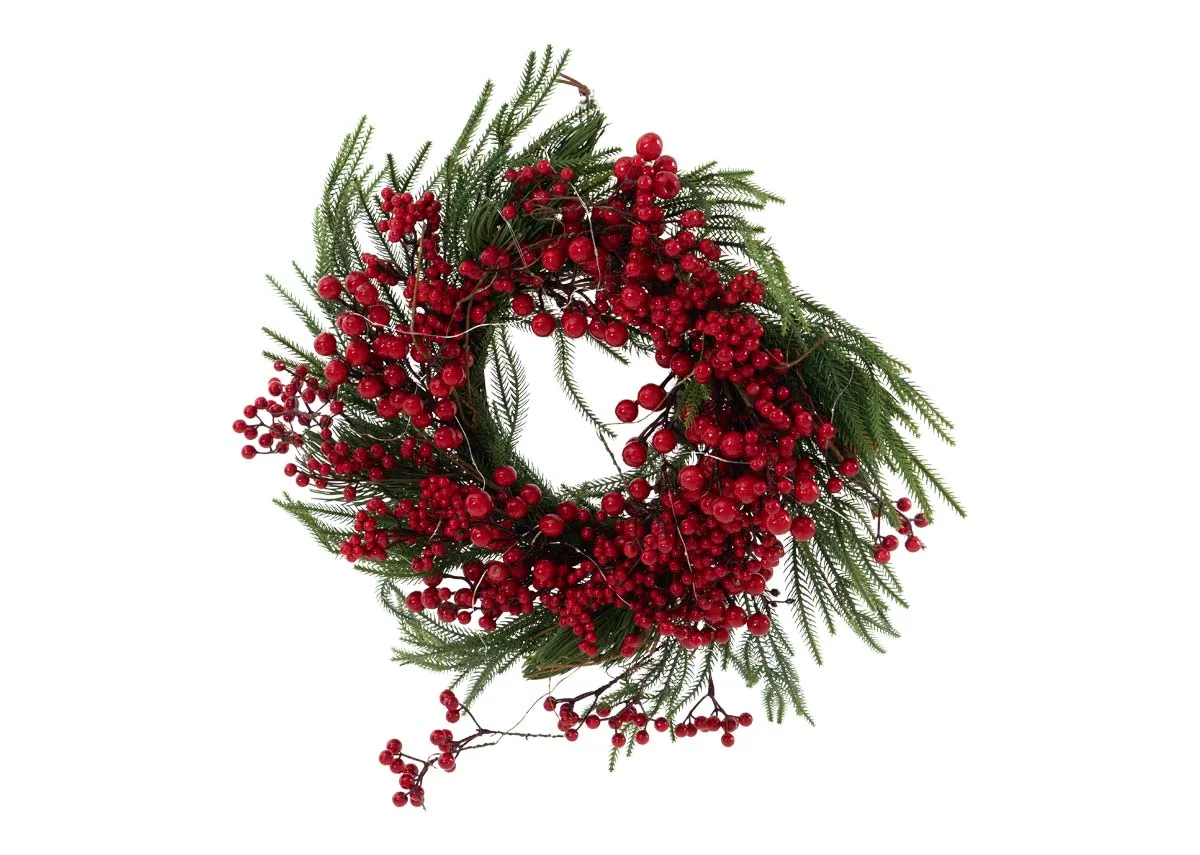 Ember Red Berry with LED - Christmas Wreath