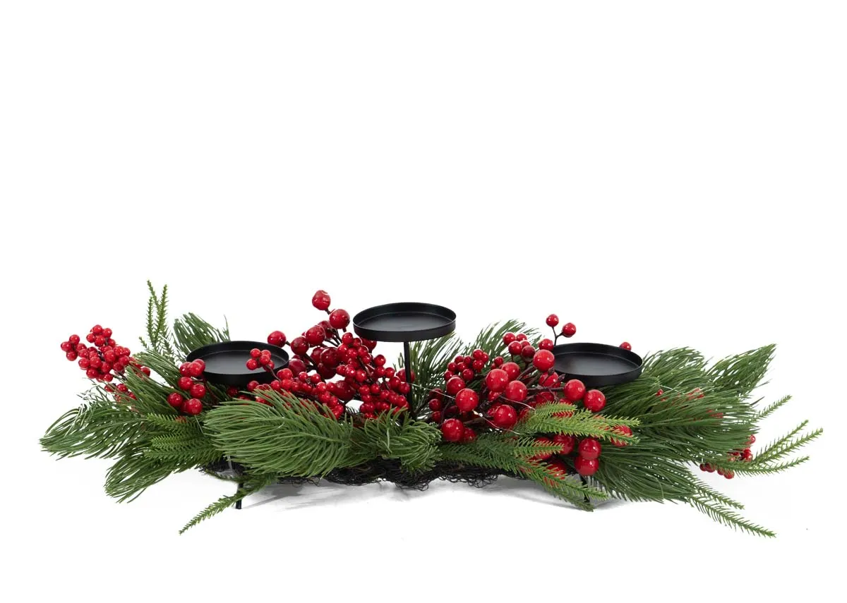 A dimension image of the Ember small berry candle holder with 66cm
