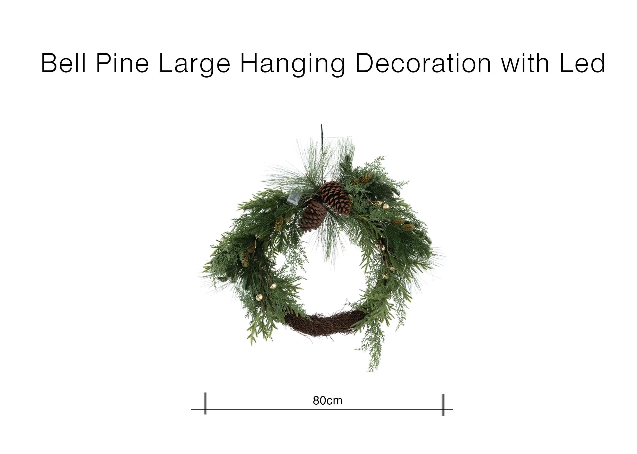 A dimension mimage of the Bell Pine Hanging decoration with 80cm