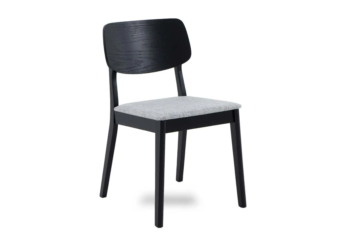 Black Dining Chair with Grey Fabric Seat - Sonoma