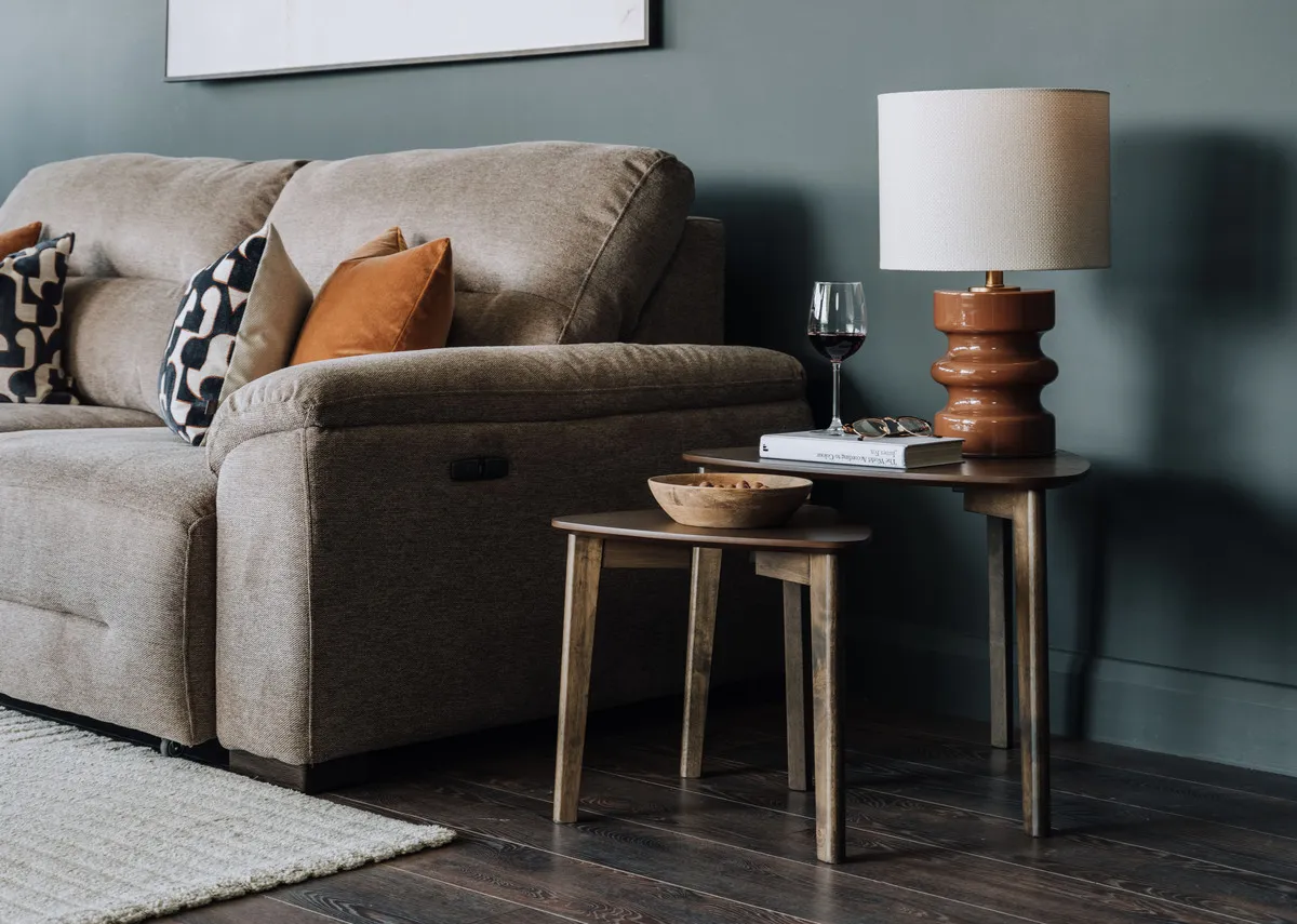 Brown Ceramic Table Lamp with White Shade - Emmie