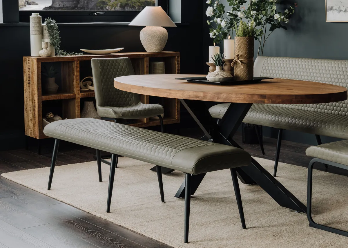 Olive Green Faux Leather Flat Bench - Barton