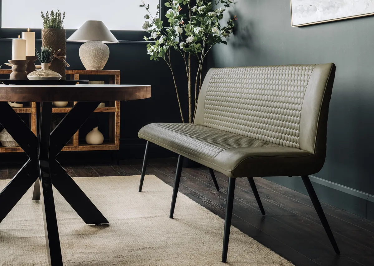 Green Faux Leather Bench with Back - Barton