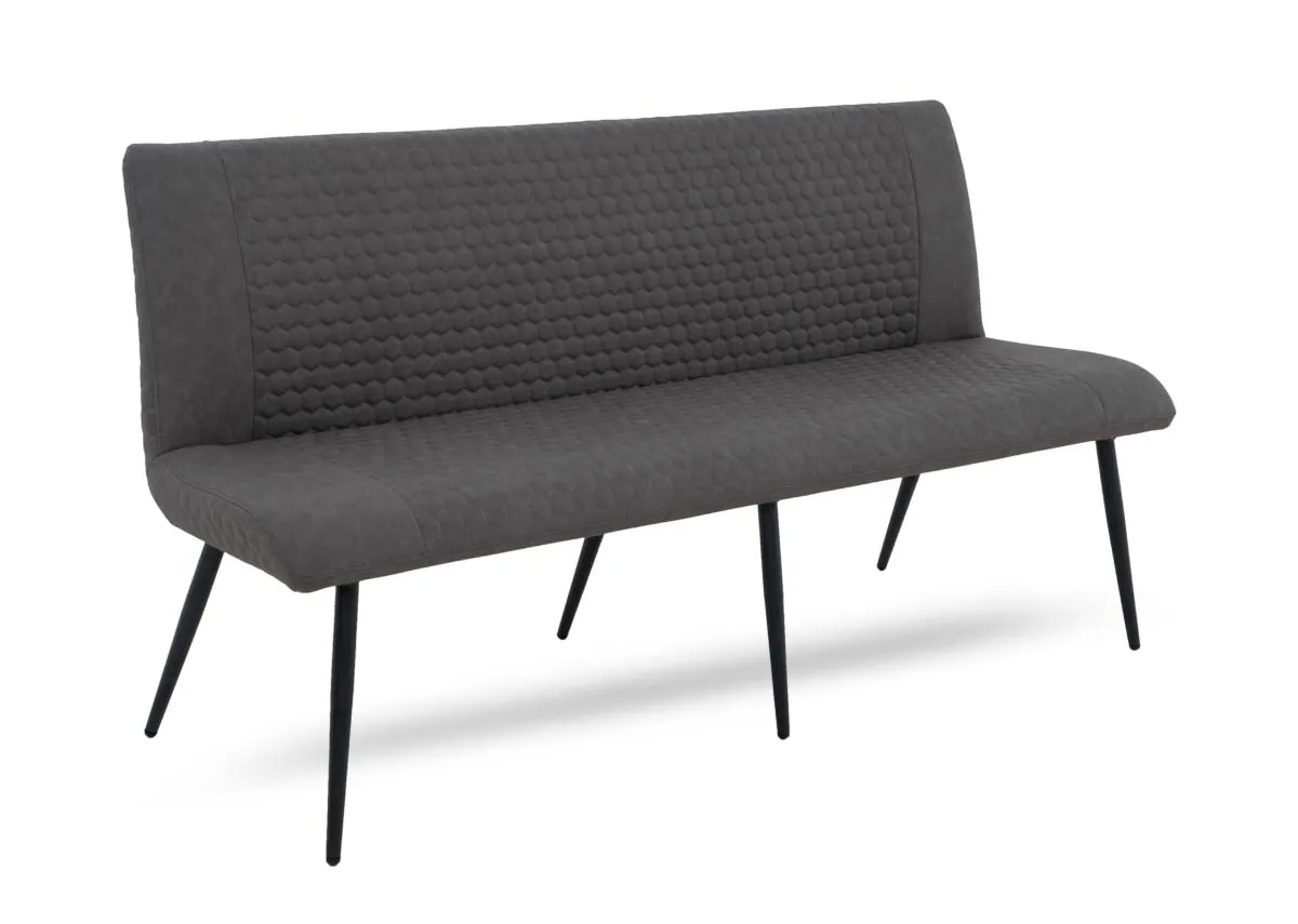 Grey Faux Leather Bench with Back - Barton