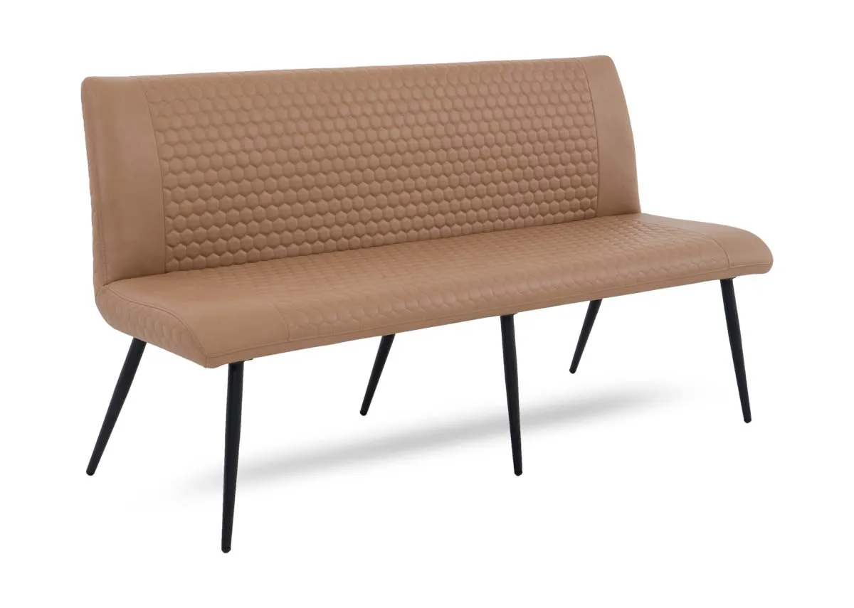 Light Brown Faux Leather Bench with Back - Barton