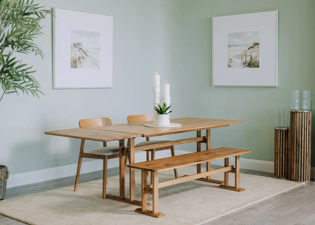 A dimension image of the Hudson dining table with 180cm x 228cm x 90cm