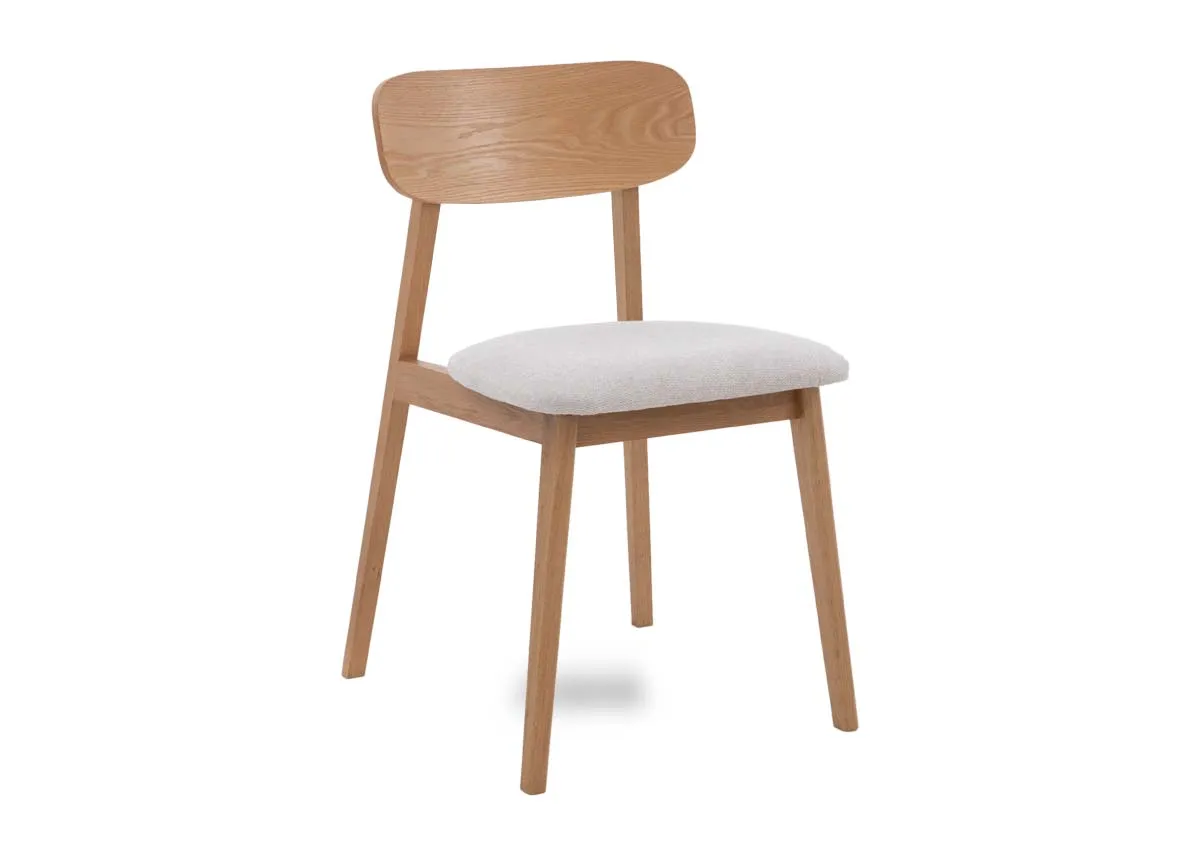 Oak Dining Chair with Cream Seat - Hudson