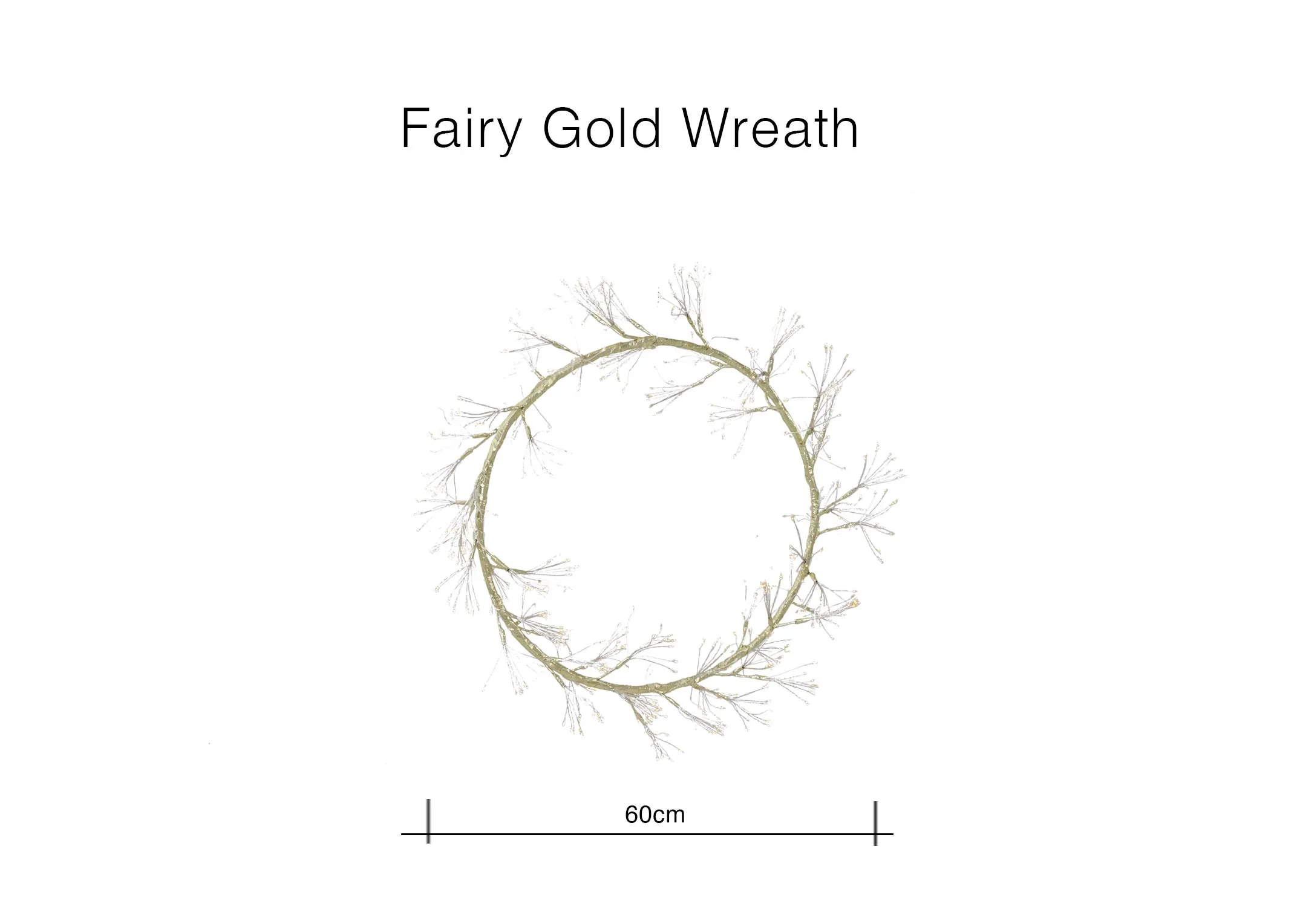A dimension image of the Fairy Wreath with 60cm