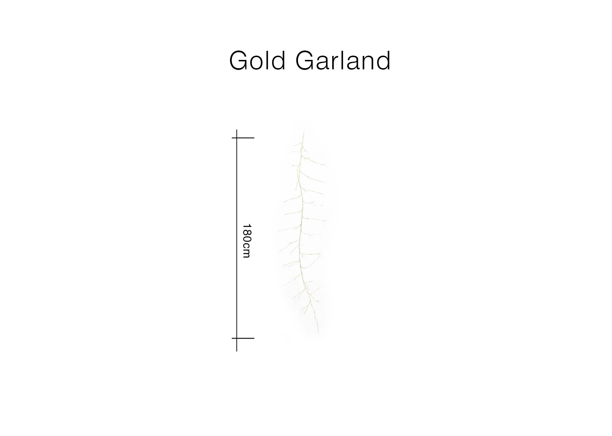 A dimension image for the Gold Garland with 180cm