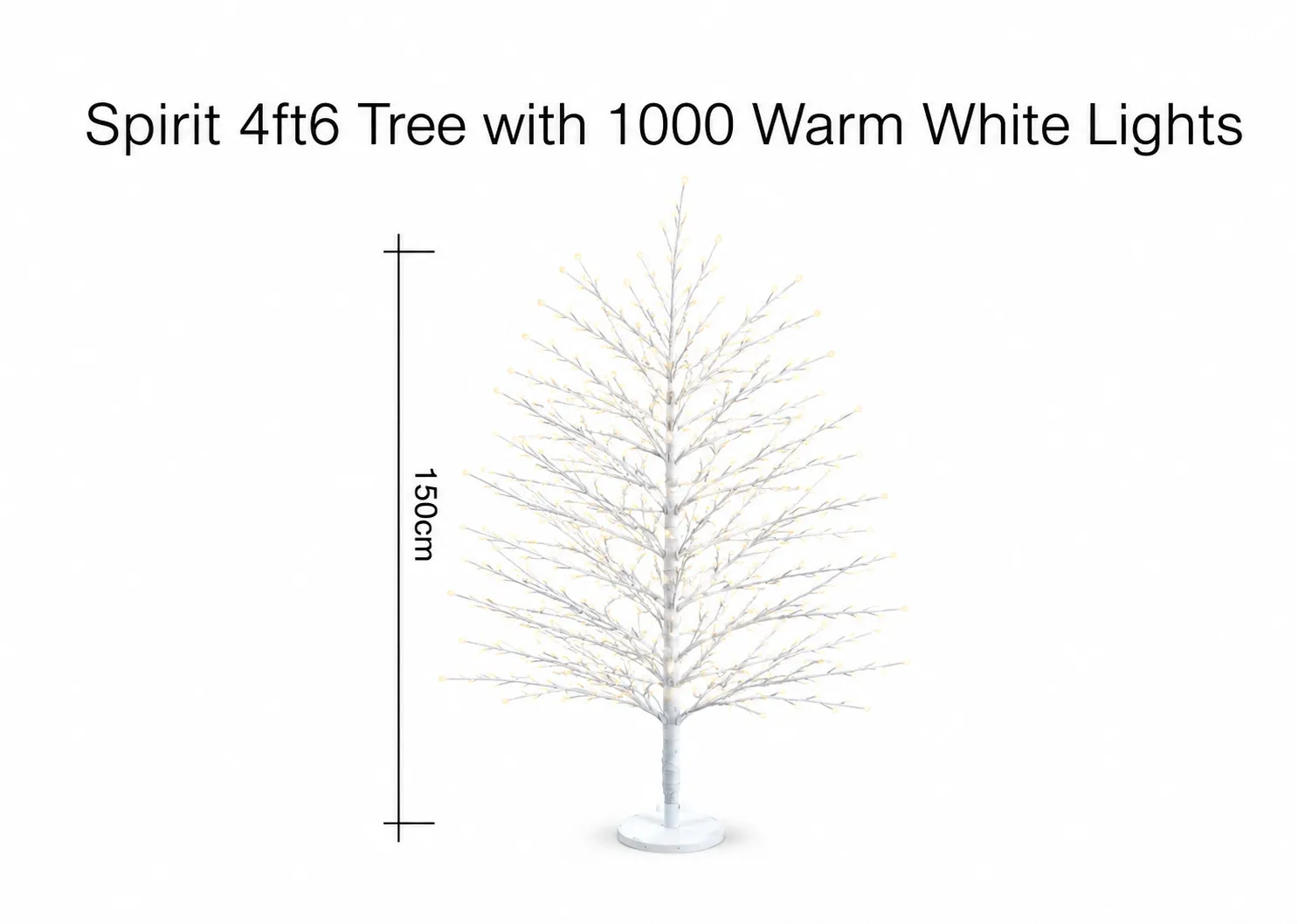 A dimension image of the Spirit 4ft6 tree with 120cm