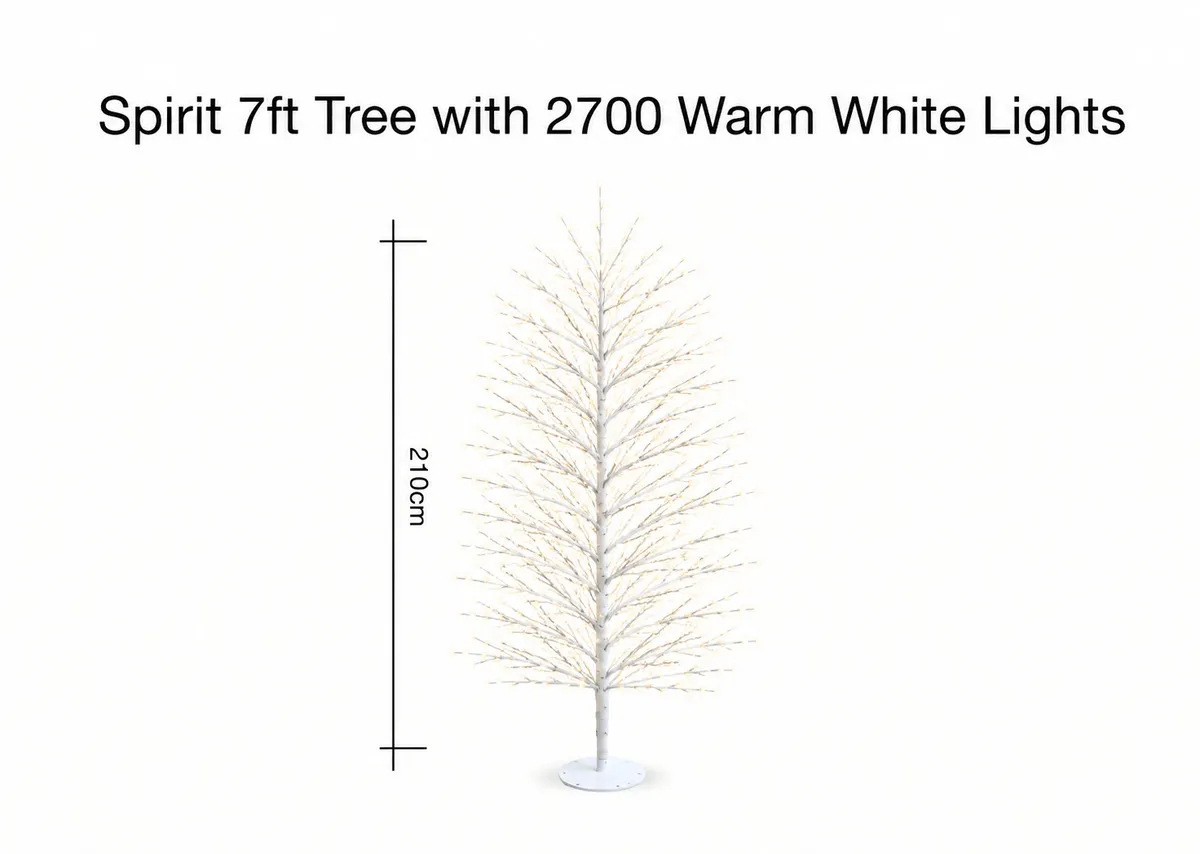 A dimension image of the Spirit 7ft tree with 210cm