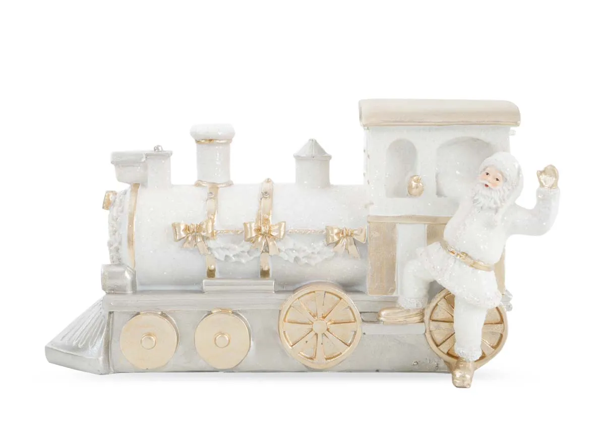 A dimension image of the Santa on Train figurine with 29cm x 12.5cm